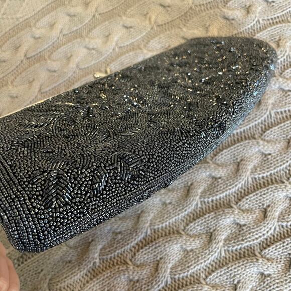 Vintage Charcoal/Black Beaded Clutch - Picture 4 of 12